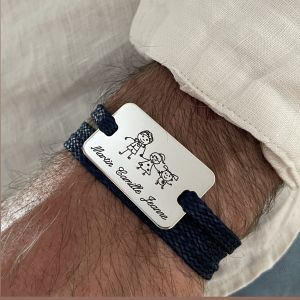 Bracelet médaille 22x35 mm personnages gravés