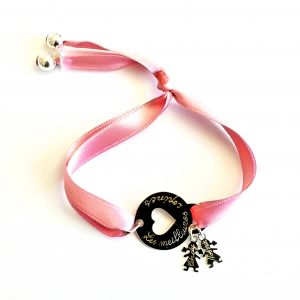 Bracelet cible cœur ruban 1 mini médaille