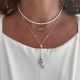 Collier chaîne fine 2 personnages et perles de culture